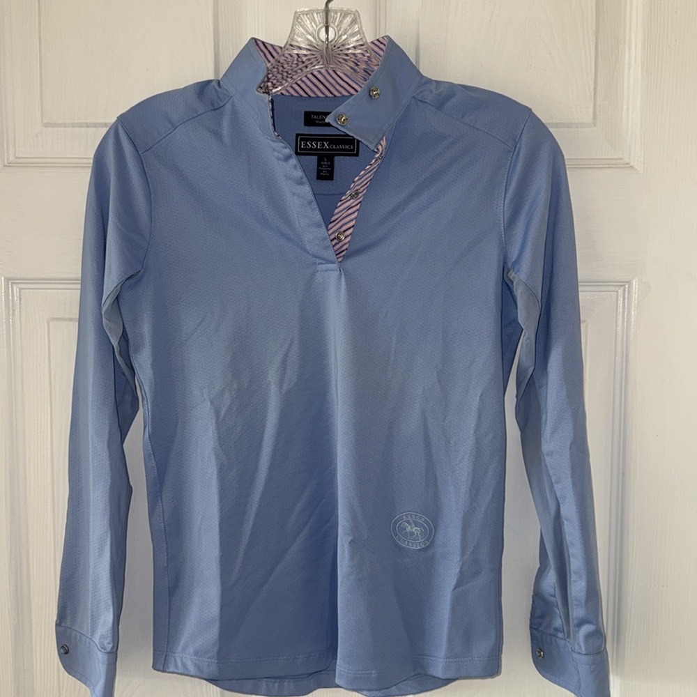 ESSEX CLASSICS girls large - talent yarn wrap collar show shirt Equestrian